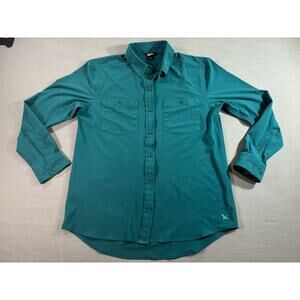 Eddie Bauer Women’s Small Button Up Shirt Teal Outdoor Hiking Fishing Utility